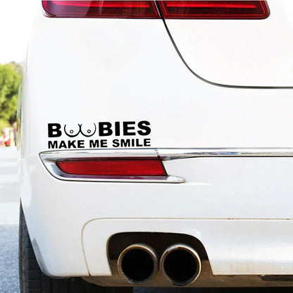 Boobies Make Me Smile Sticker Body Bumper Windows Motorcycle