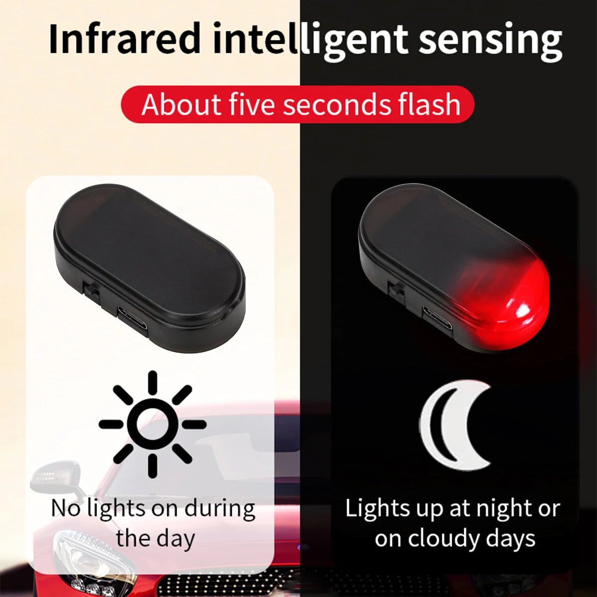 MINI Solar Warning Night Security Simulation Alarm Wireless