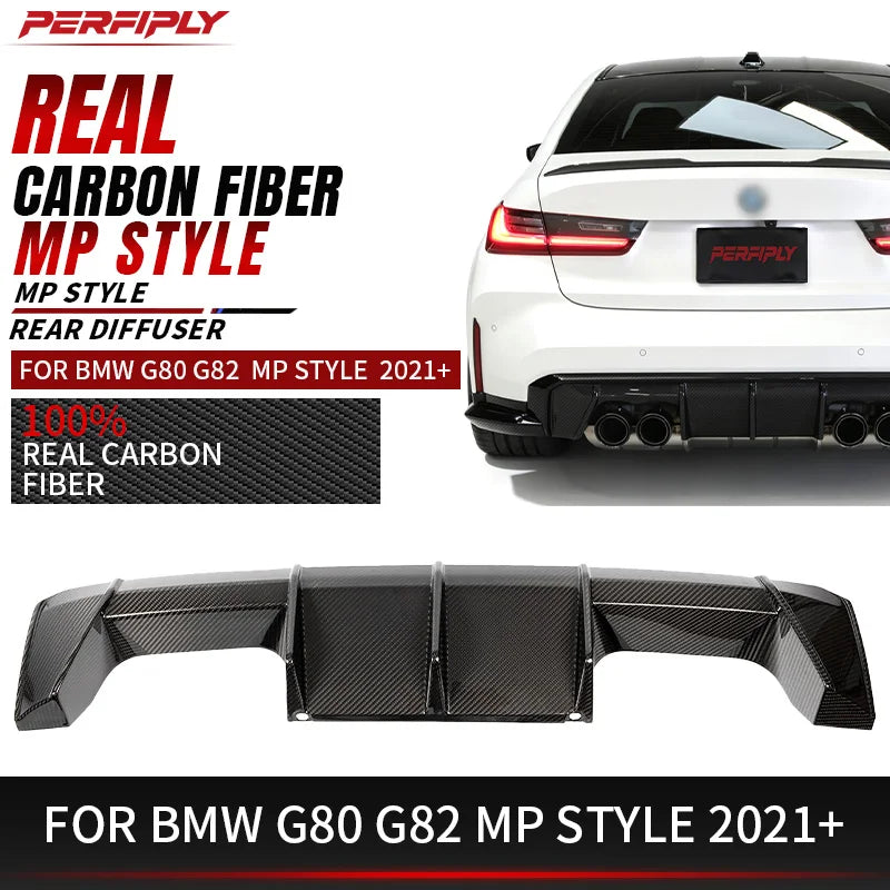 For BMW M3 M4 G80 G82 Real Dry Carbon Fiber Bumper Diffuser Rear