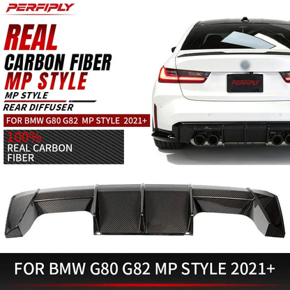 For BMW M3 M4 G80 G82 Real Dry Carbon Fiber Bumper Diffuser Rear
