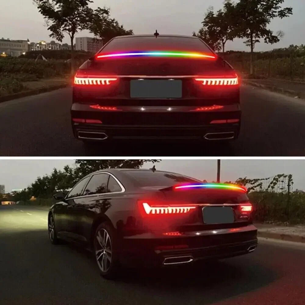 RGB Carbon Fiber Brake Strip Spoiler Mount Rear Warning