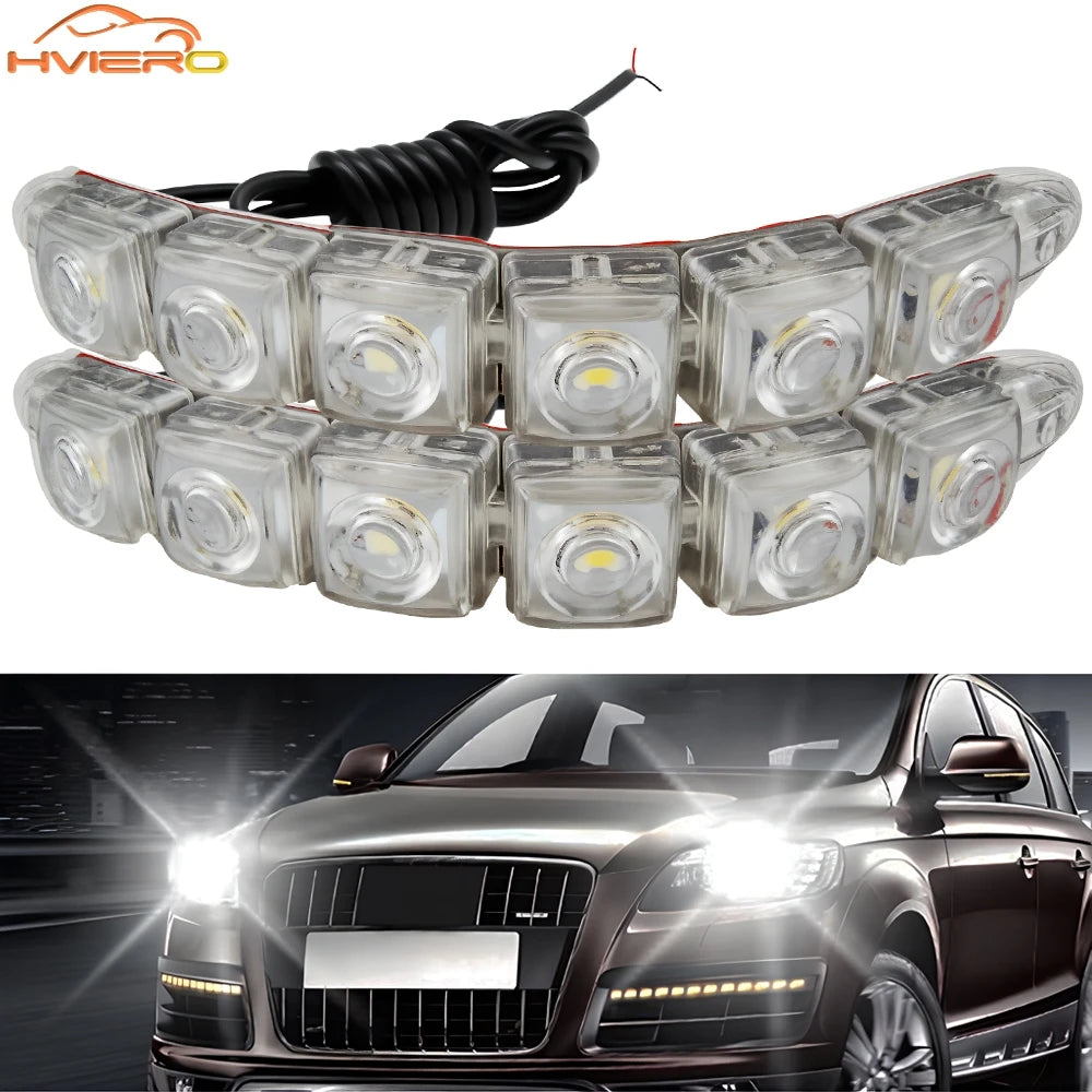 2X Day Drl Daytime Running Flexible 6LED Parking White
