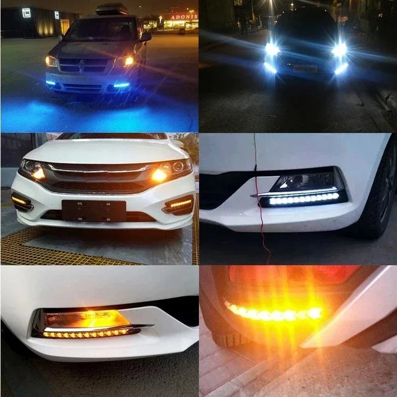 2PCS Arrow Daytime Running 12V Drl Switchback Strips Amber