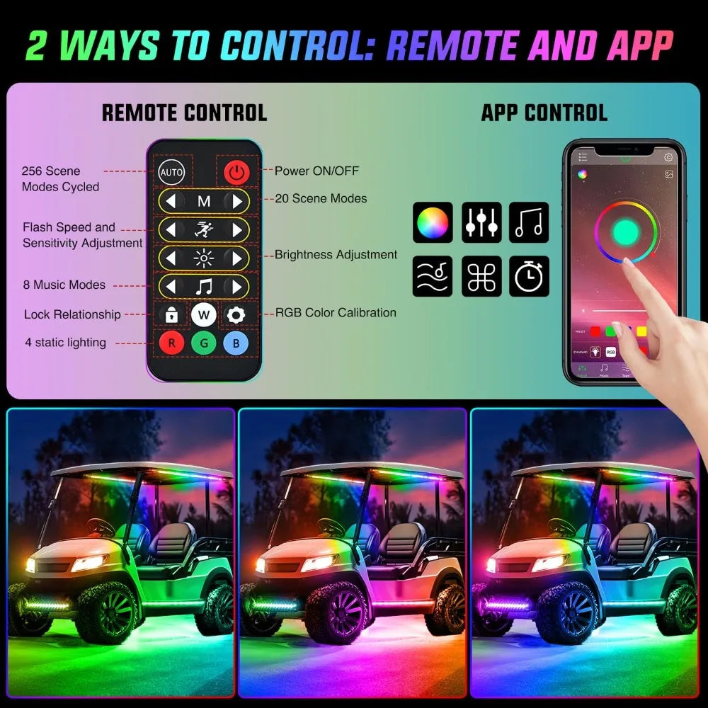 Nilight 6PCS Golf Cart Underbody Kit Neon Strip Remote