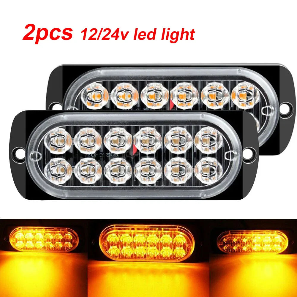 2PCS Strobe Lightbar Flashing Warning Grille Signal Truck Side