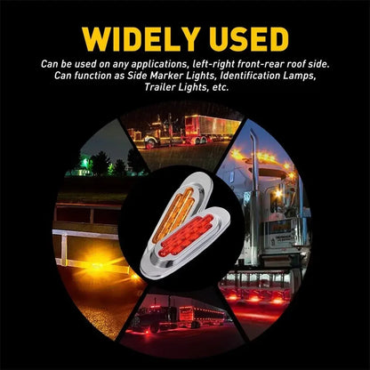 10PCS Truck Side Marker 16LED Trailer Rv Clearance Chrome