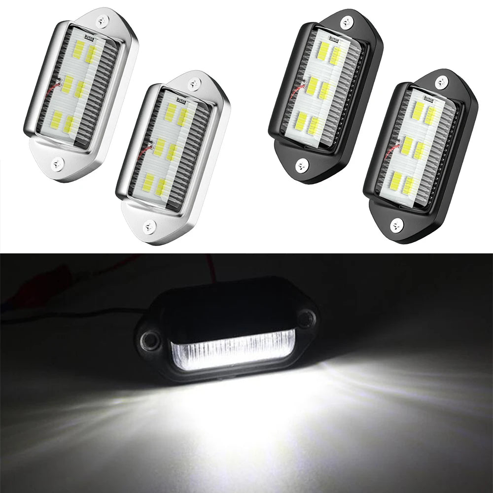 2PCS 6LED License Plate 12-24v Side Marker 6500K White