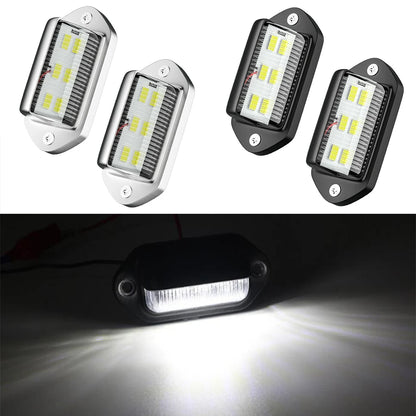 2PCS 6LED License Plate 12-24v Side Marker 6500K White