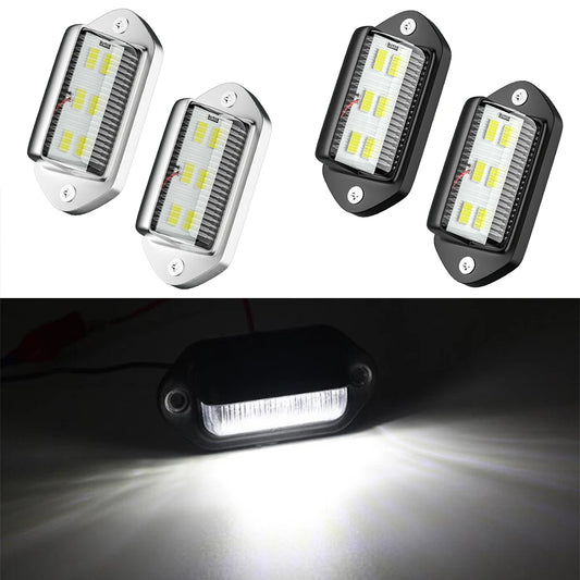 2PCS 6LED License Plate 12-24v Side Marker 6500K White