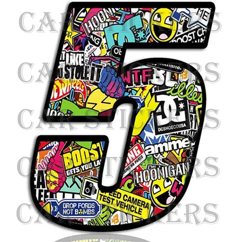 Numbers Vinyl Rear Window Stickers off-road Stylish Skull Color