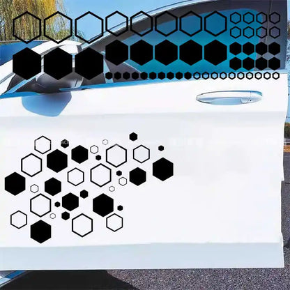 52PCS Set Cool Sticker Graphics Honeycomb Open Decor Tuning