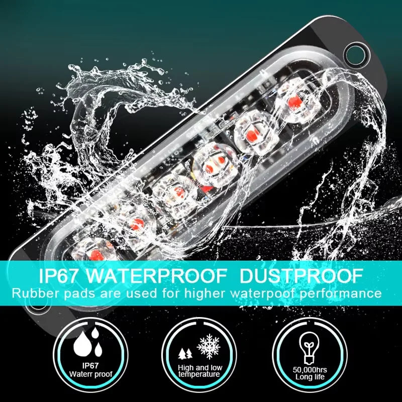 4IN Grille Trucks 6-led Emergency Surface Mount Grill Strobe