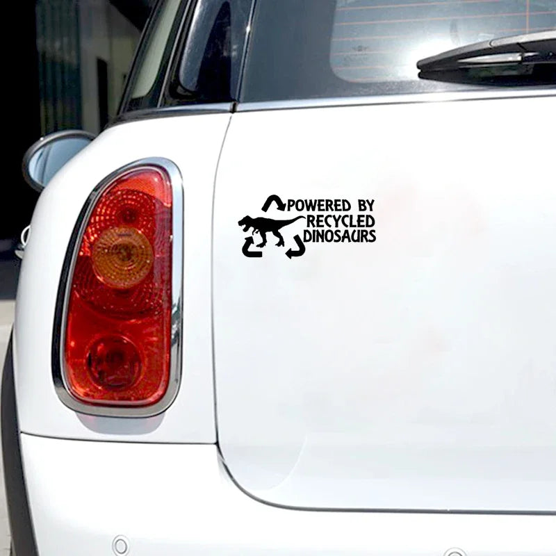 Fashion Powered By Recycled Dinosaurs Decal Black Silver Sticker
