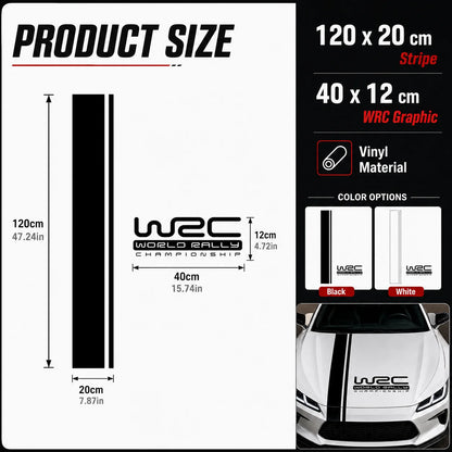 For Sedan Wrc Racing Hood Stripe Decal Black White Vinyl Bonnet