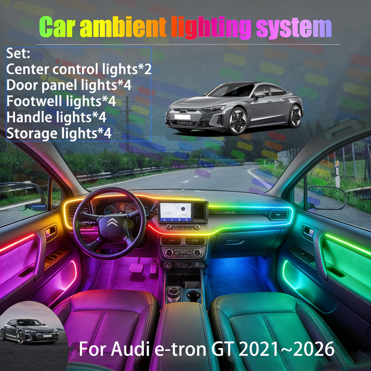 For Audi e-tron Gt 2021~2026 2 In Ambient Lighting Trunk
