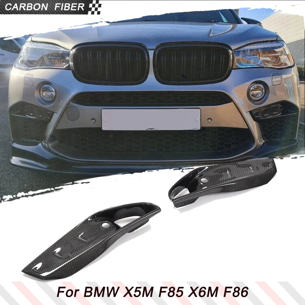 For BMW F85 X5M F86 X6M Dry Carbon Fiber Front Bumper Canards
