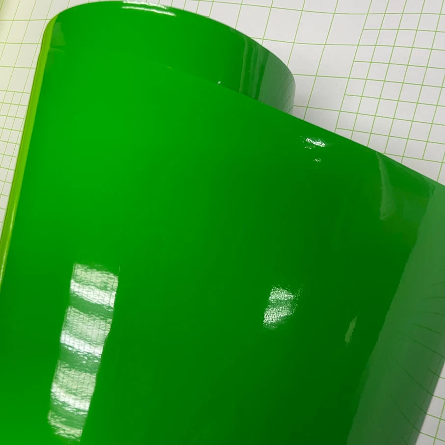 Sizes Glossy Green Fluorescent Vinyl Sticker Wrap Self Adhesive