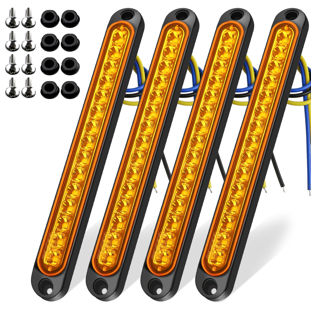 For Trailer 4PCS Yellow 12-24v 15LED Tail Rear Truck Lorry