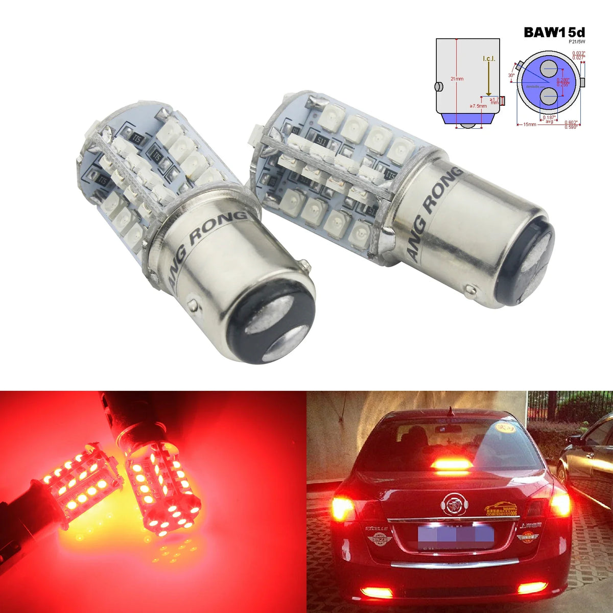 2PCS baw15d 567 PR21 5W Smd Bulb Tail Stop
