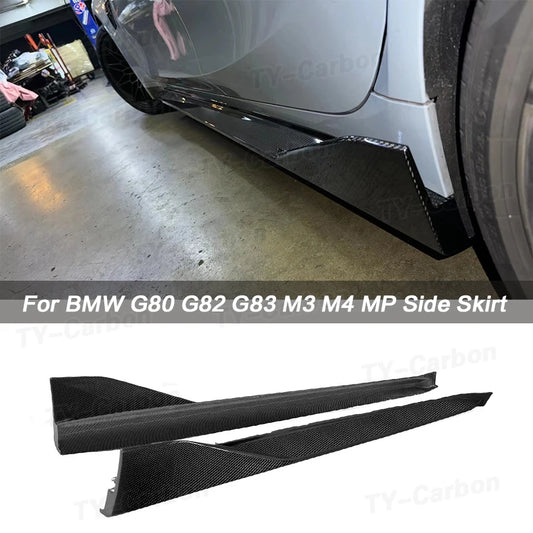 For BMW M3 G80 M4 G82 Dry Carbon Fiber Side Skirt Sill Insert
