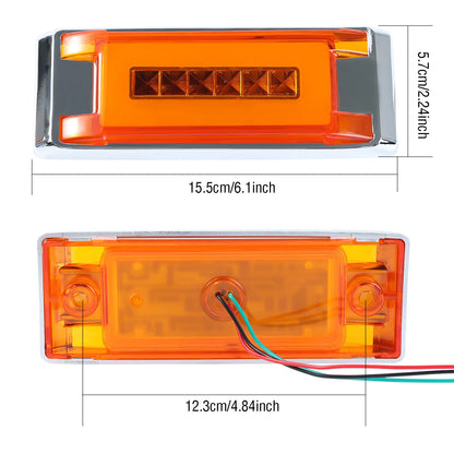 Yellow Square Side Marker Clearance Halo Ring 12V 24V