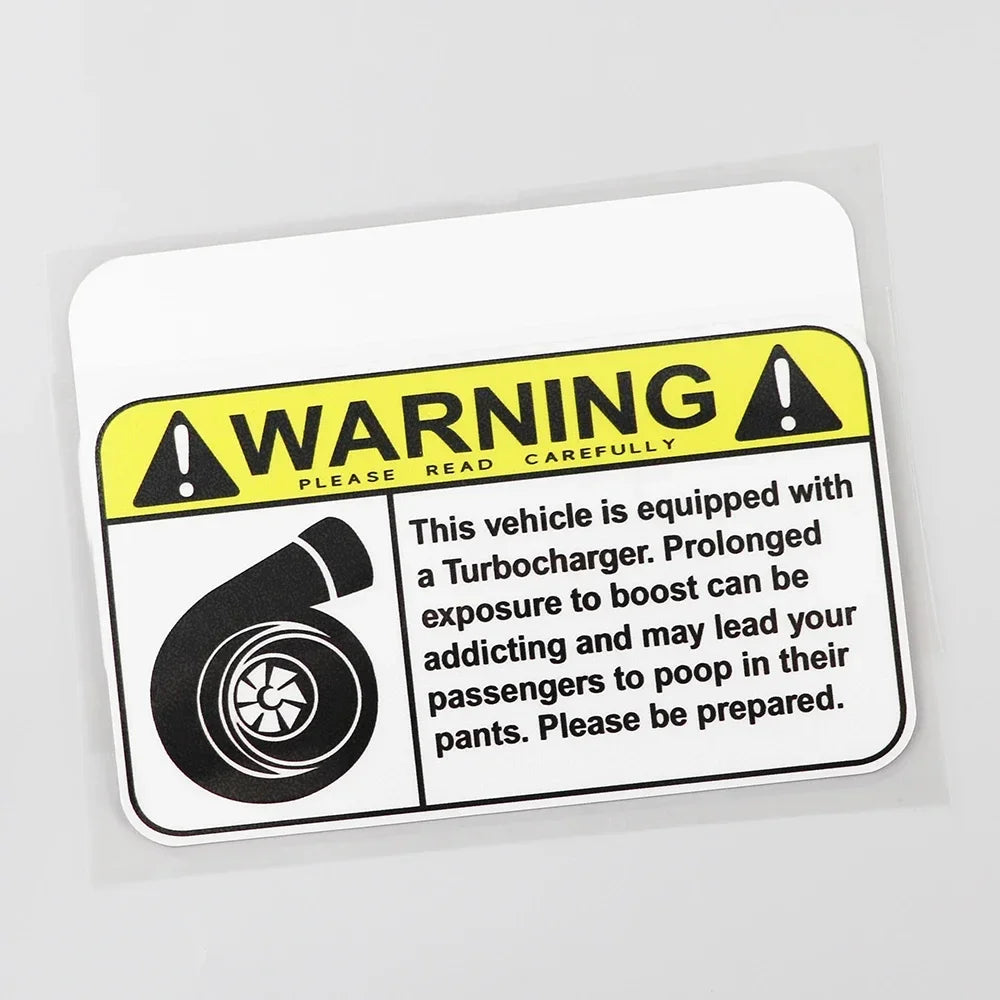 Sticker Funny Warning Sign Turbo Boost Decal Pvc 15.2cm