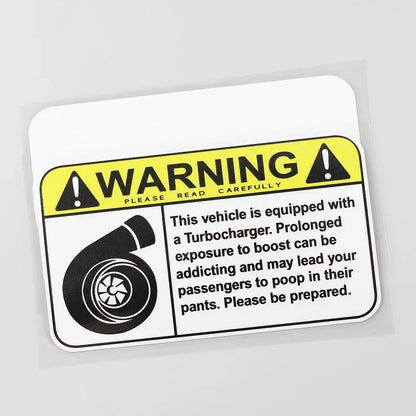 Sticker Funny Warning Sign Turbo Boost Decal Pvc 15.2cm