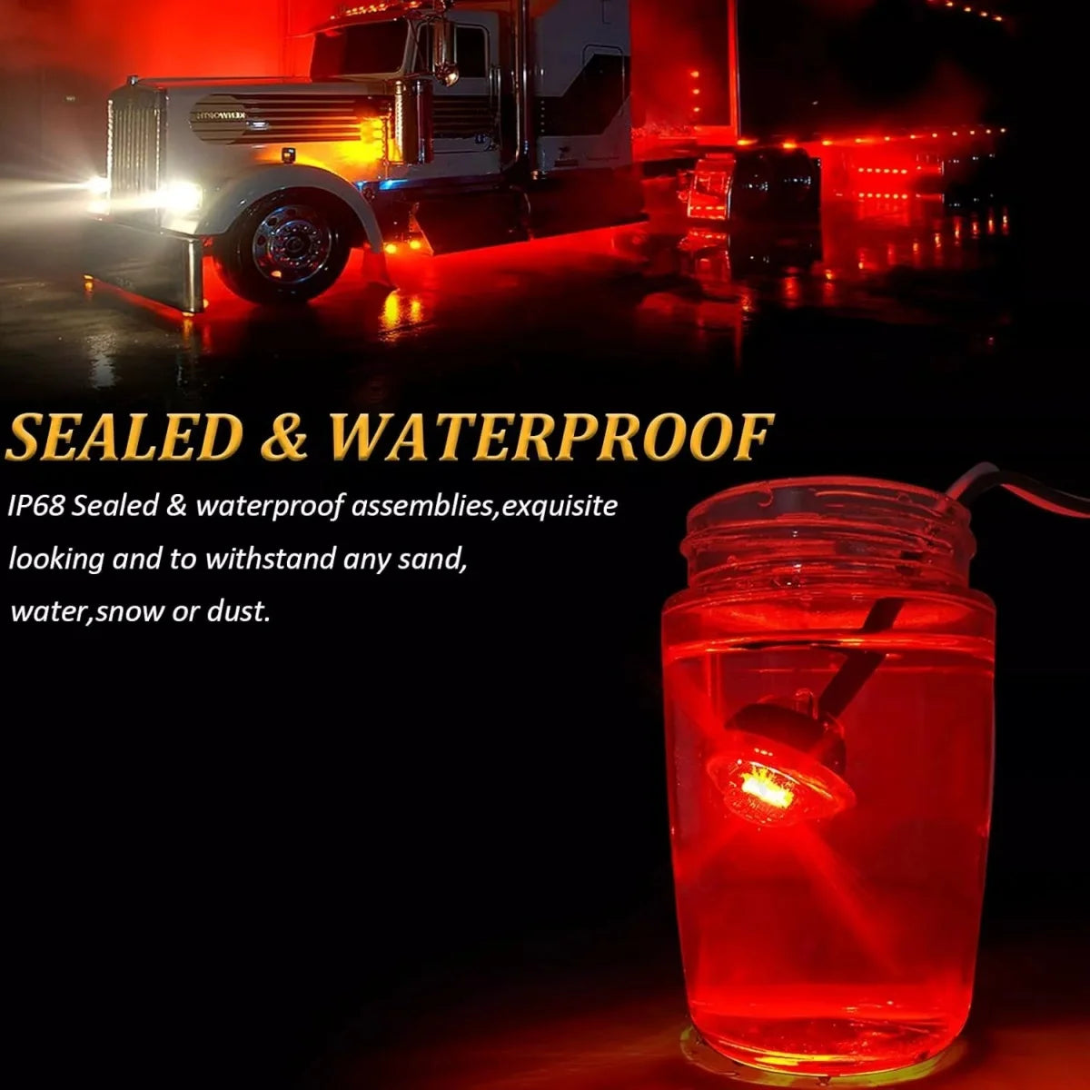 For Trailer Fuleem 10PCS Bullet Round Smoked Red Side Marker