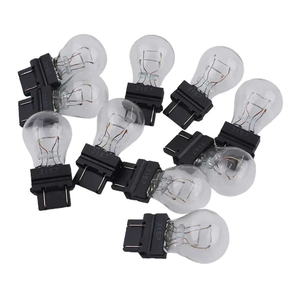 10PCS Clear Amber Tail Signal Brake Bulbs 3057 3155