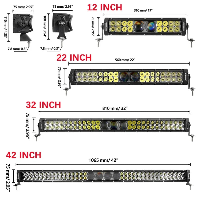 Auxbeam 12 Inch 5D Pro Series Spot Work Bar