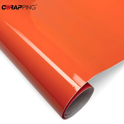 Glossy Orange Vinyl Self Adhesive Wrapping Film Bubble Air