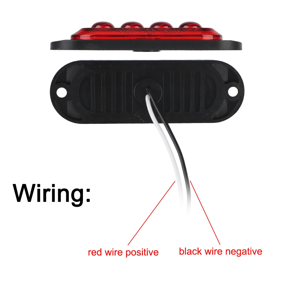 4LED Side Truck Trailer Beacon Warning Dc 12V 24V