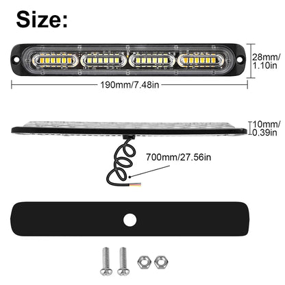 24 Strobe Bar Amber Grille Flash Side Taillight Beacon