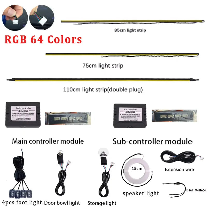 Ambient RGB Colors Parts Main Sub Controller 110CM Strip