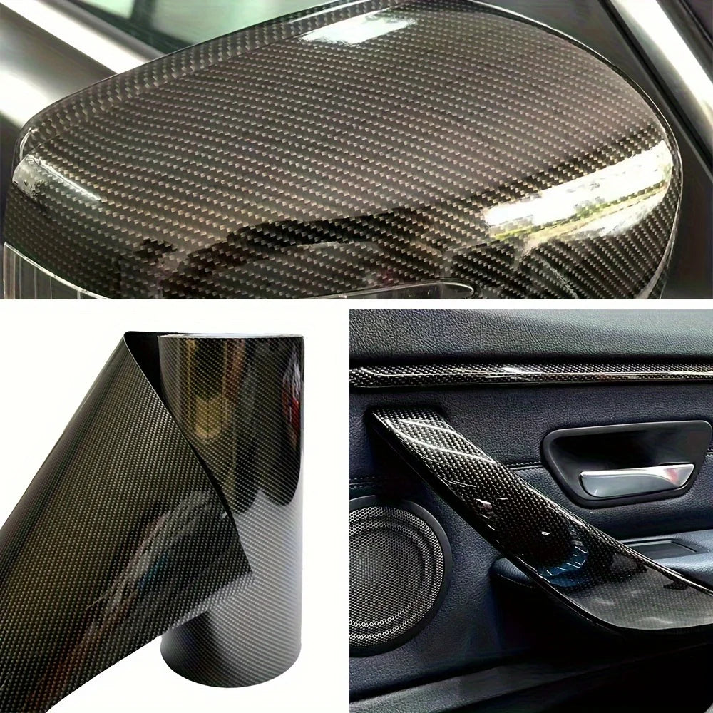 For Auto Body high-gloss Black 9D Carbon Fiber Stickers Vinyl