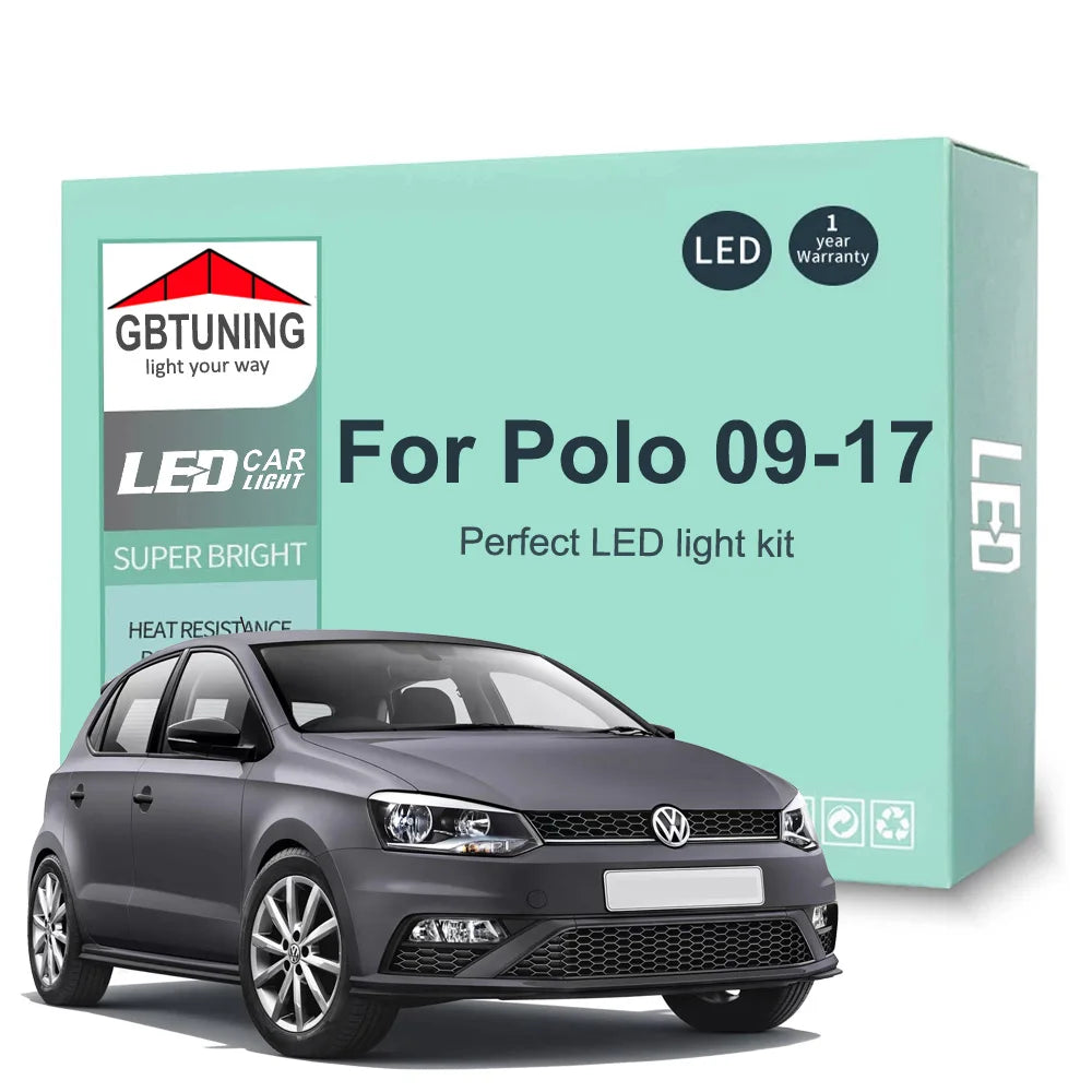 For VW Volkswagen Polo MK5 6R 13PCS Interior Bulb Kit 6C