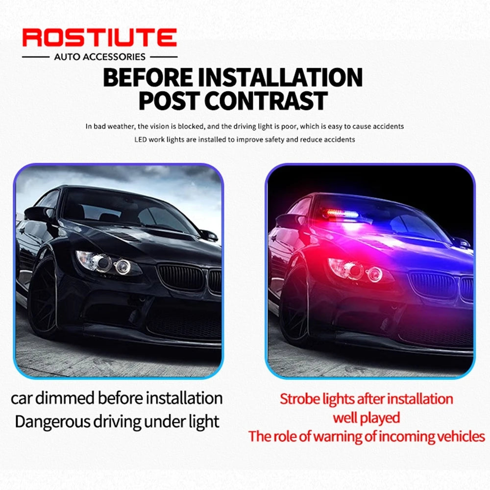 12V 8LED Strobe Warning Flashing Stroboscopes Suction Cup Plug