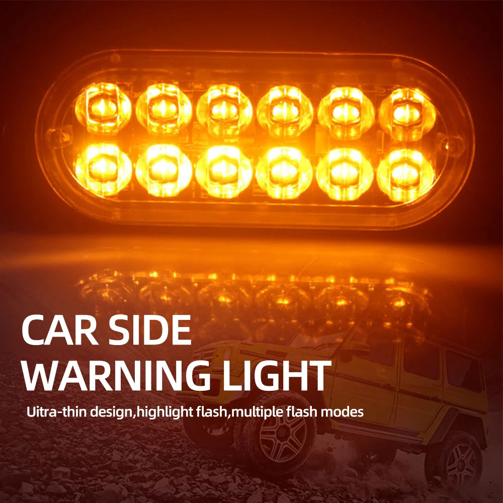 12LED Warning Breakdown Emergency Truck Trailer Beacon Side Amber