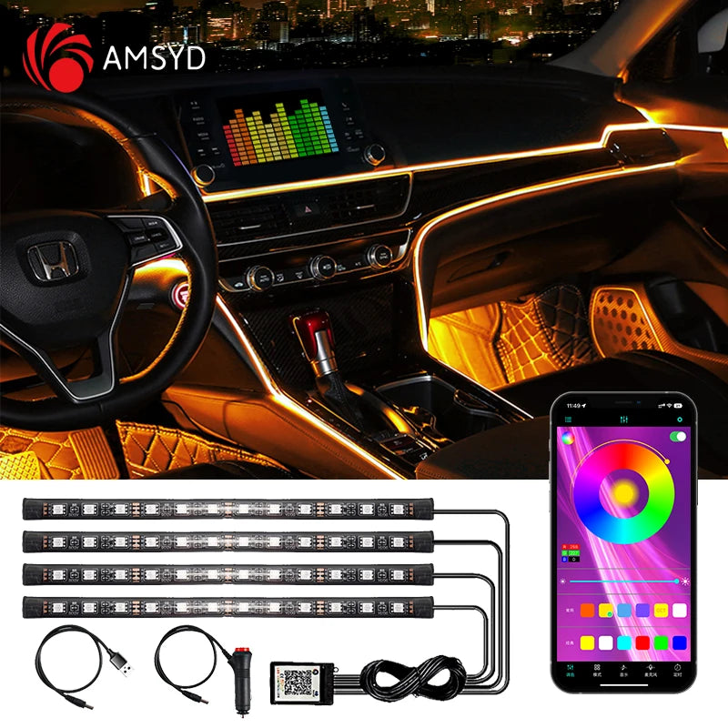 4PCS Foot Ambient USB Neon Mood Lighting Backlight Music