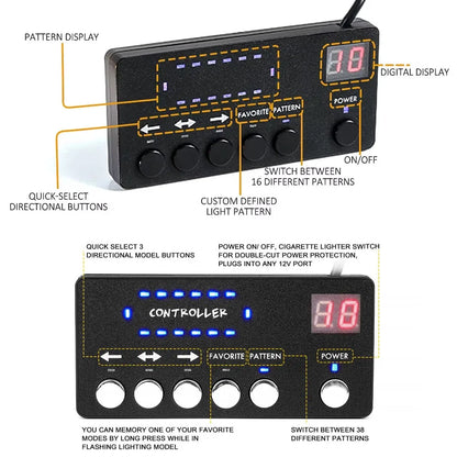 Amber Magnetic Rooftop Strobe Beacon Controller Warning Flashing