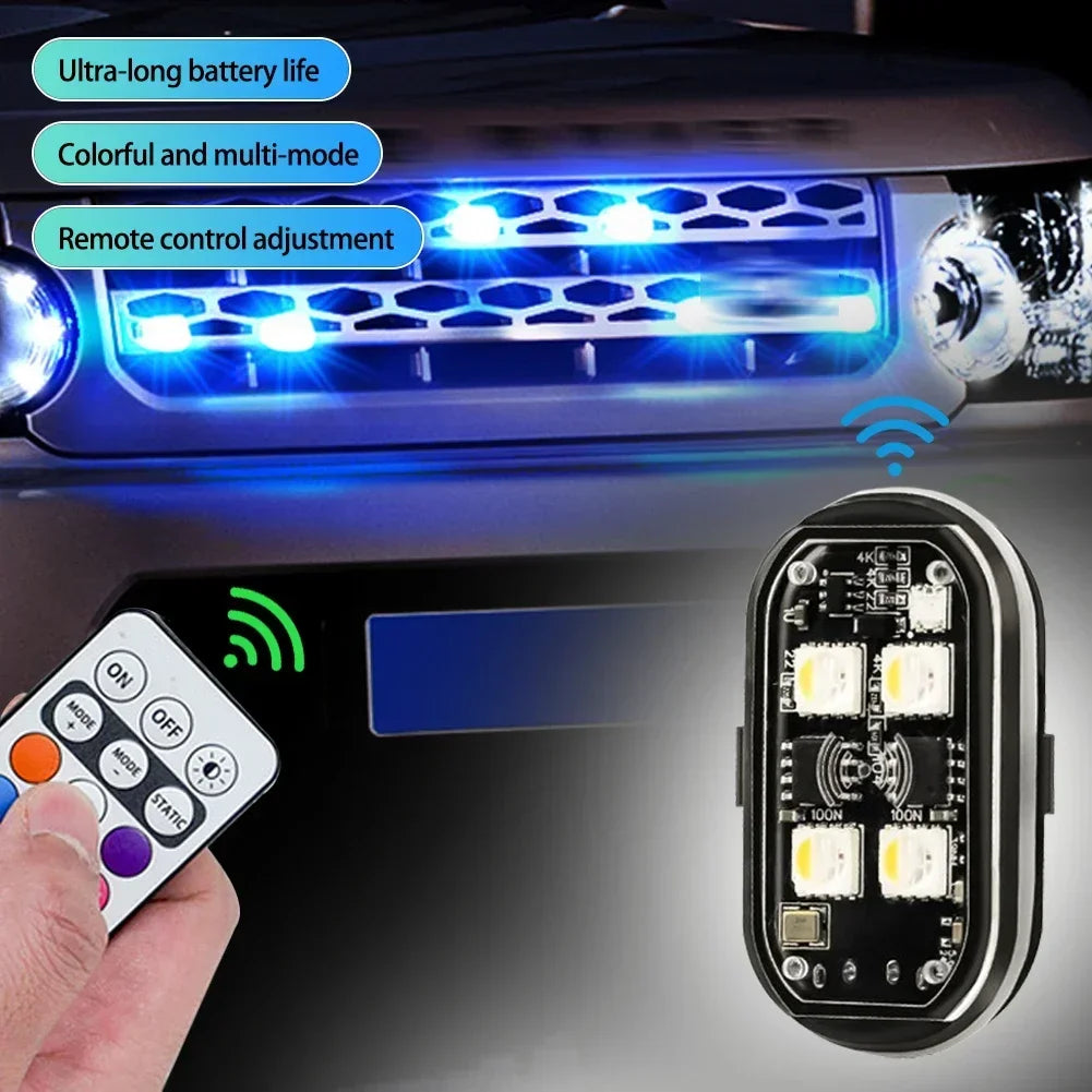 Wireless RGB Strobe Motorcycle Flash USB Charging Aircraft