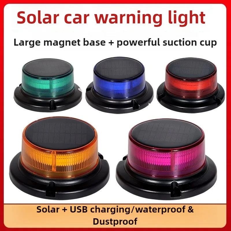Solar Warning Strobe USB Rechargeable Flashing Rotating Magnetic