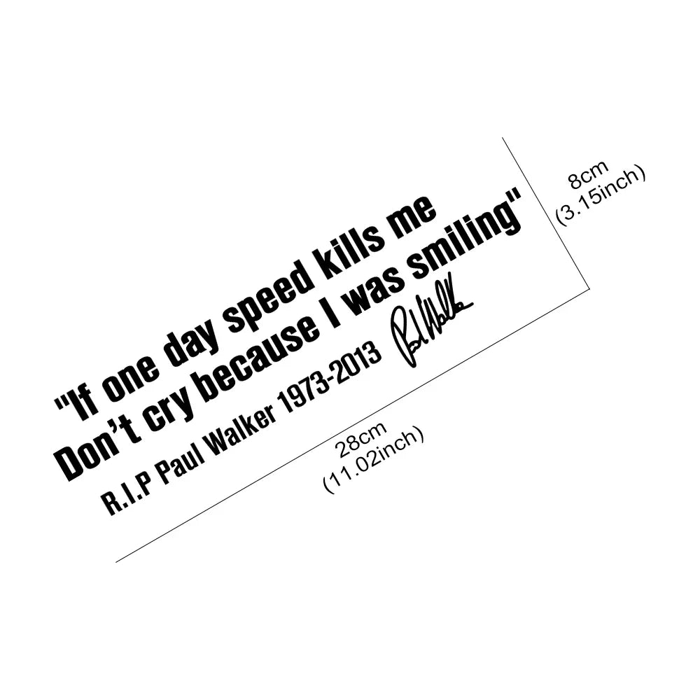 28x8cm r.i.p Paul Walker Sentences Reflective Sticker Motorcycle