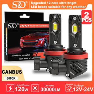 S D 30000LM H8 H11 Canbus Headlight Bulbs 9005