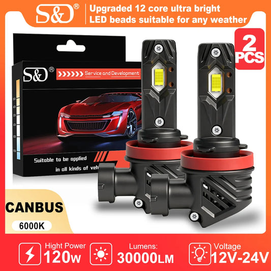 S D 30000LM H8 H11 Canbus Headlight Bulbs 9005
