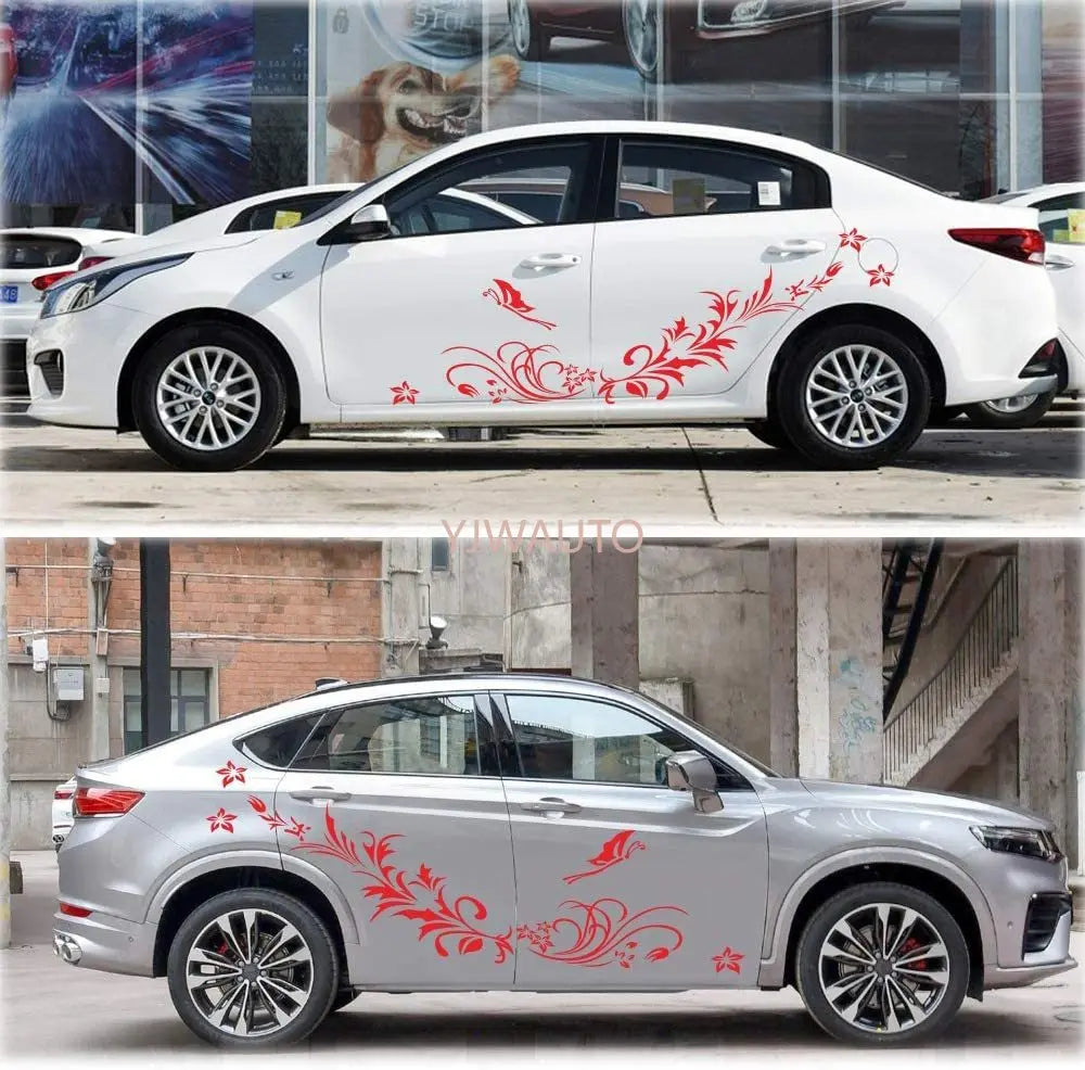 szss-car Body Stickers Butterfly Love Flower Decals SUV Hood