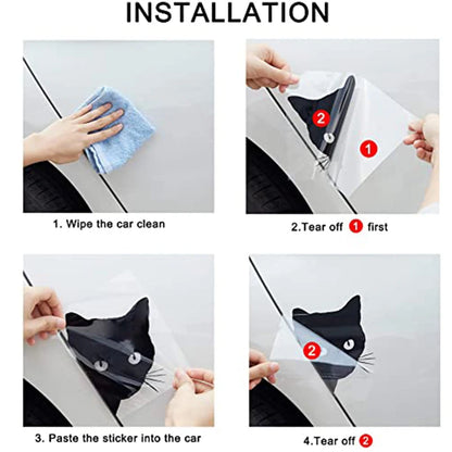 2PCS Creative Black Cat Face Peeking Stickers Decal Window