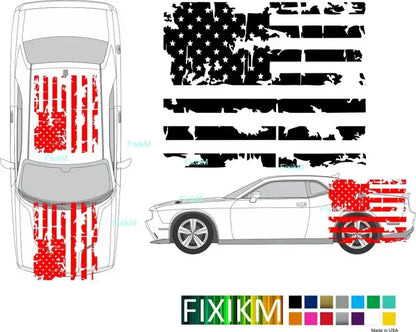 For Hood Or Roof Any Custom Large American Flag Vinyl Decal