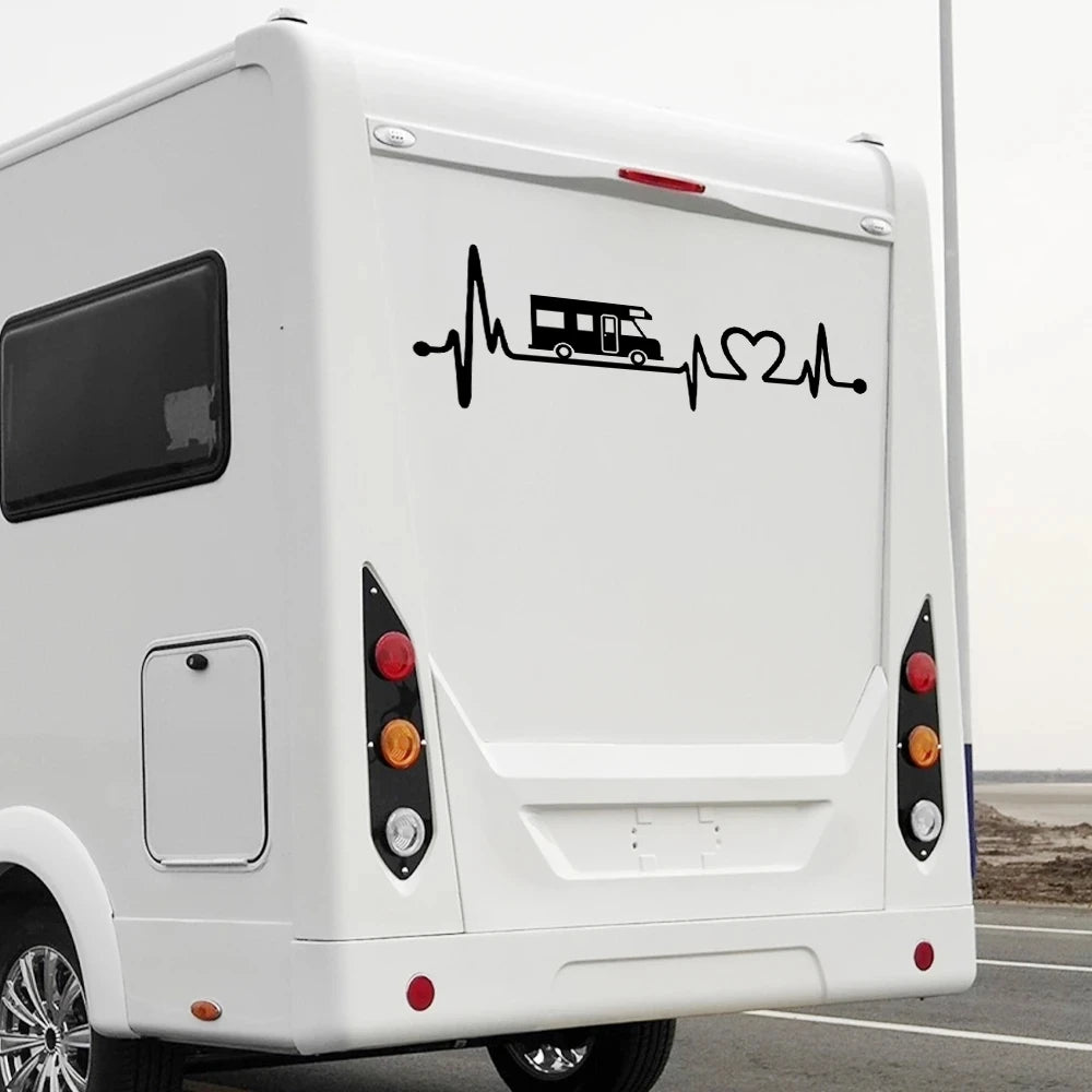 For Caravan Body Decor Camper Decal Electrocardiogram Graphics