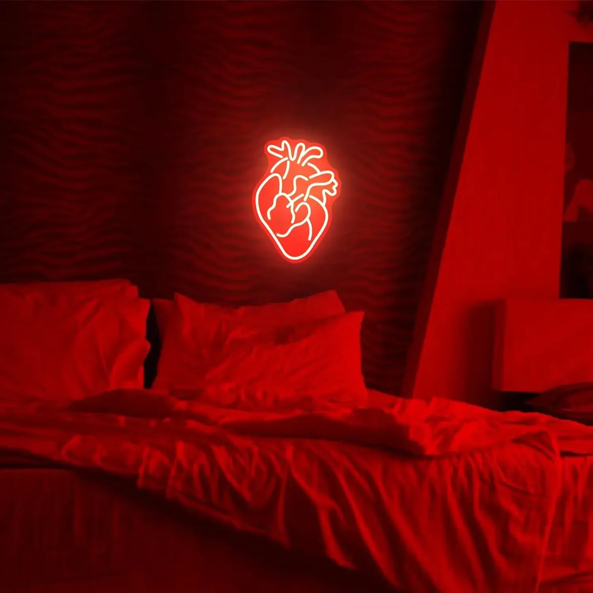 Anatomical Heart Neon Sign Red Yellow Wall Art Realistic